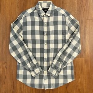 Woolrich Checkered Plaid Gray and Cream Button-Down Shirt Size Small